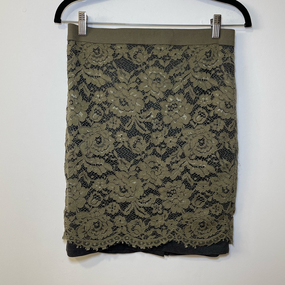 English Laundry Women’s Olive Green Lace pencil Skirt in Size S